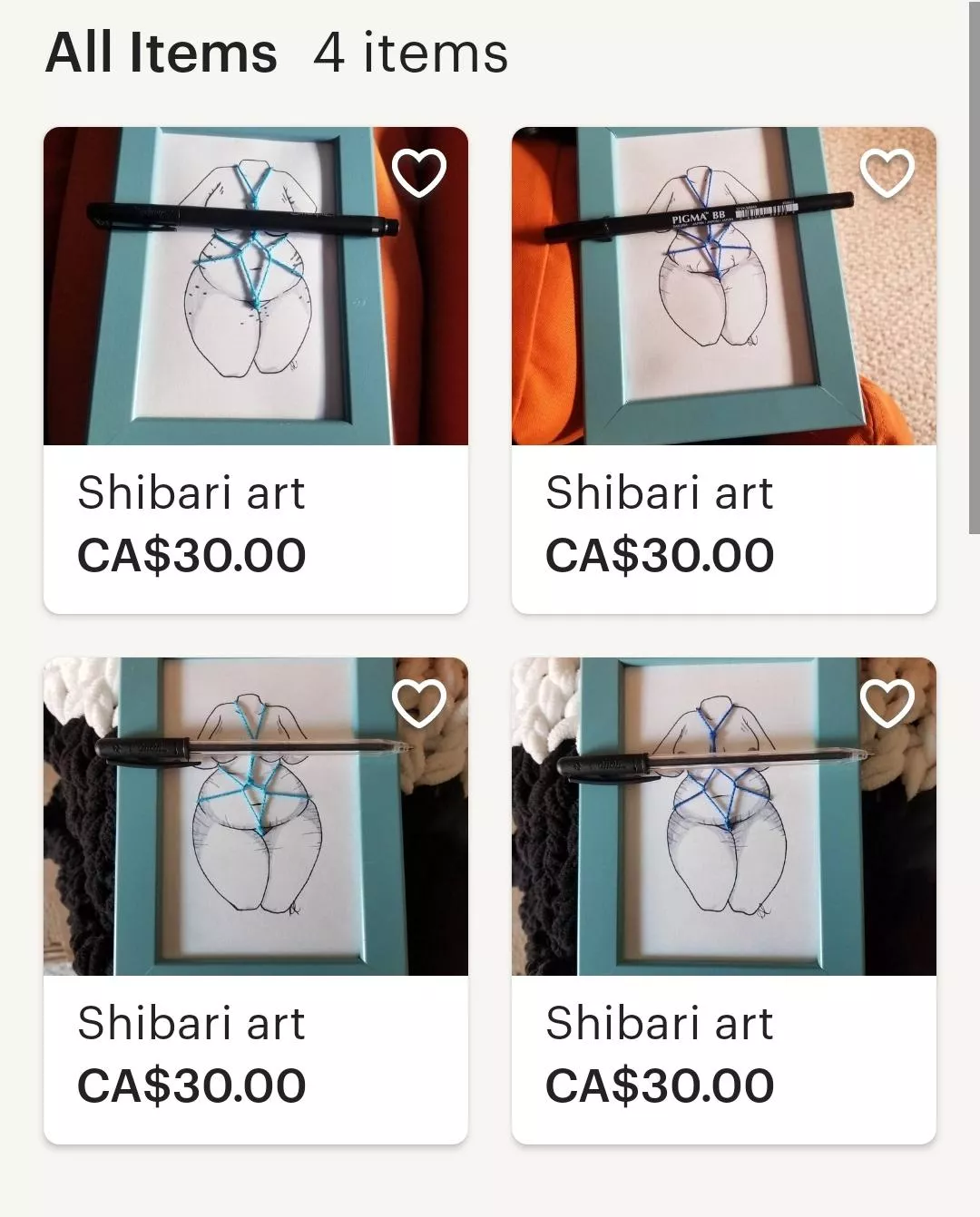 I listed a few shibari art frames on etsy! https://www.etsy.com/ca/shop/BatInfluence