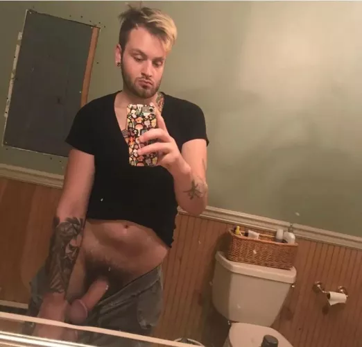 Watching my younger bf jerk his mushroom head cock. He’s 22. Pic of him. HMU for more