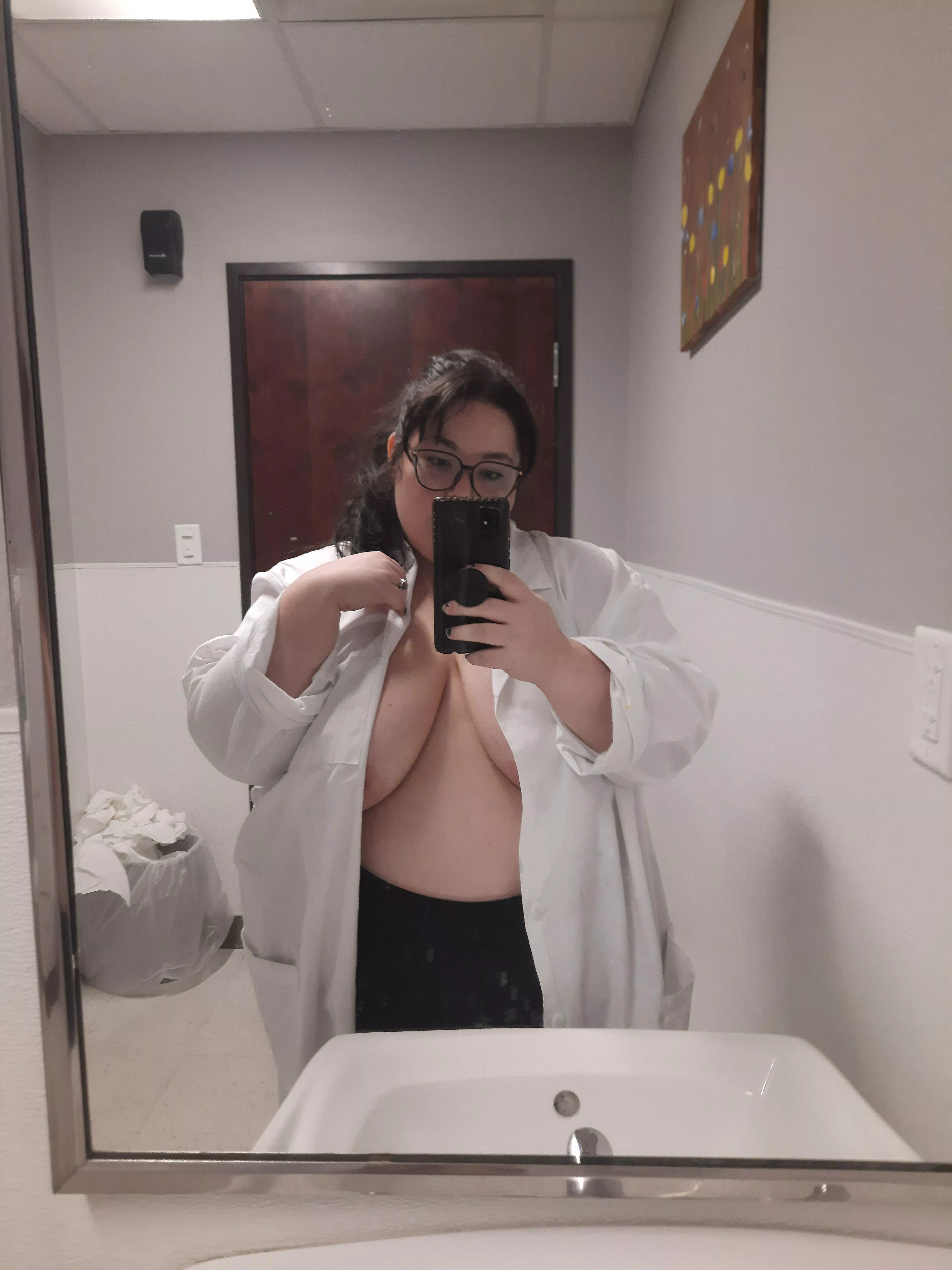 boss makes a dollar while I make a dime, that's why I take nudes on company time