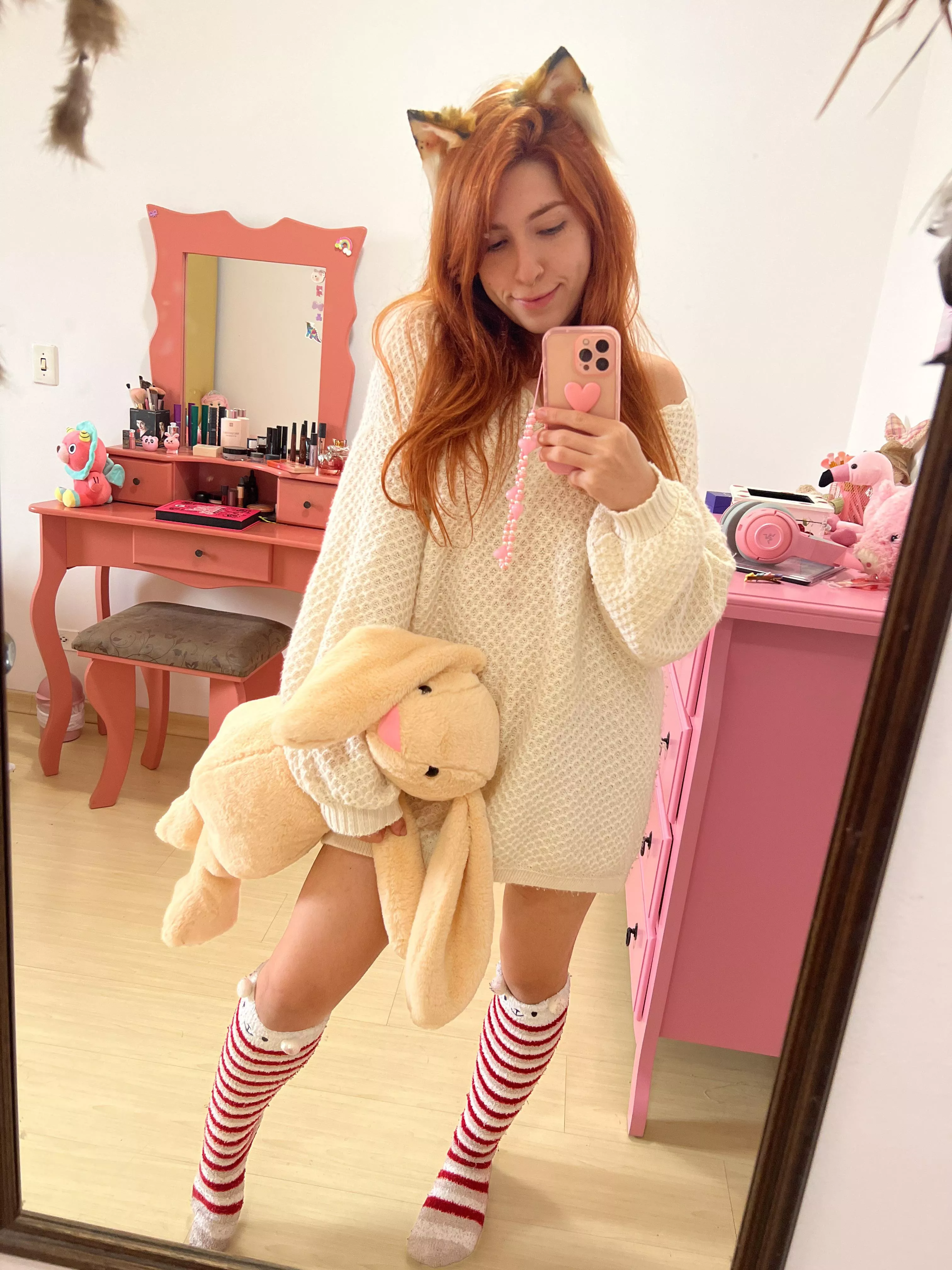 Felling so cute on my new ears and socks! I want to be Pet-ted ;) [oc]