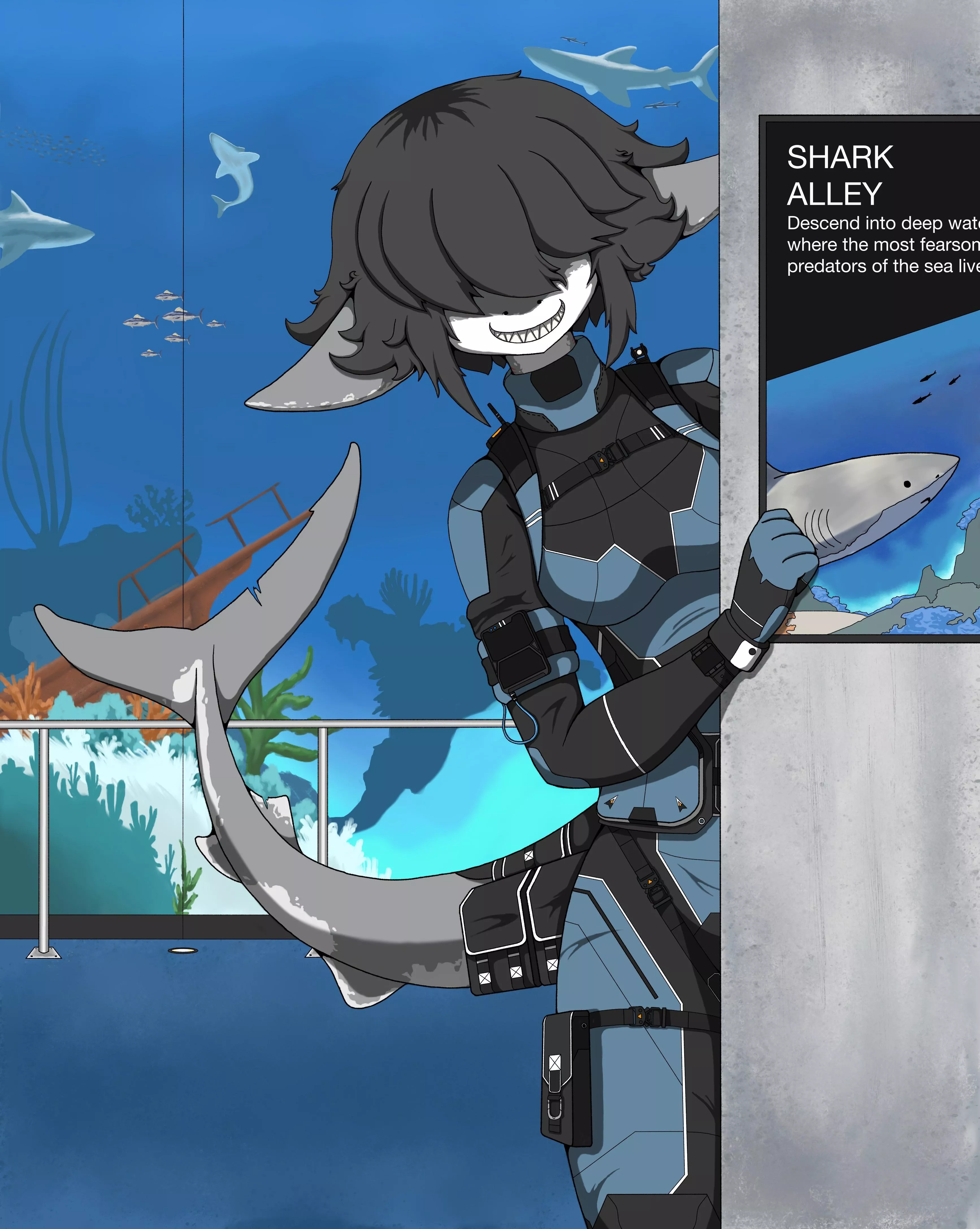 Hi! Here one of my ocs, she’s a shark (art by me)