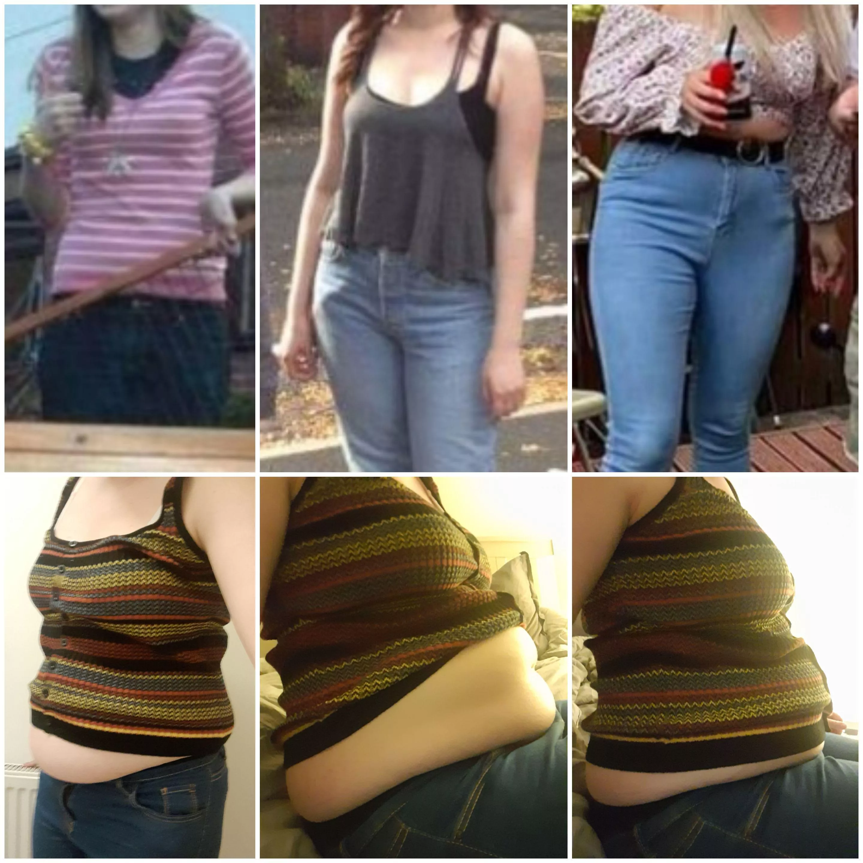 I got ready in a rush today and put on this stripy top (size large) and my largest jeans (uk size 14). I went to my mums and half of my family are there, including people ive not seen since the above pics. Anyway.. it became apparent my clothes don't fi