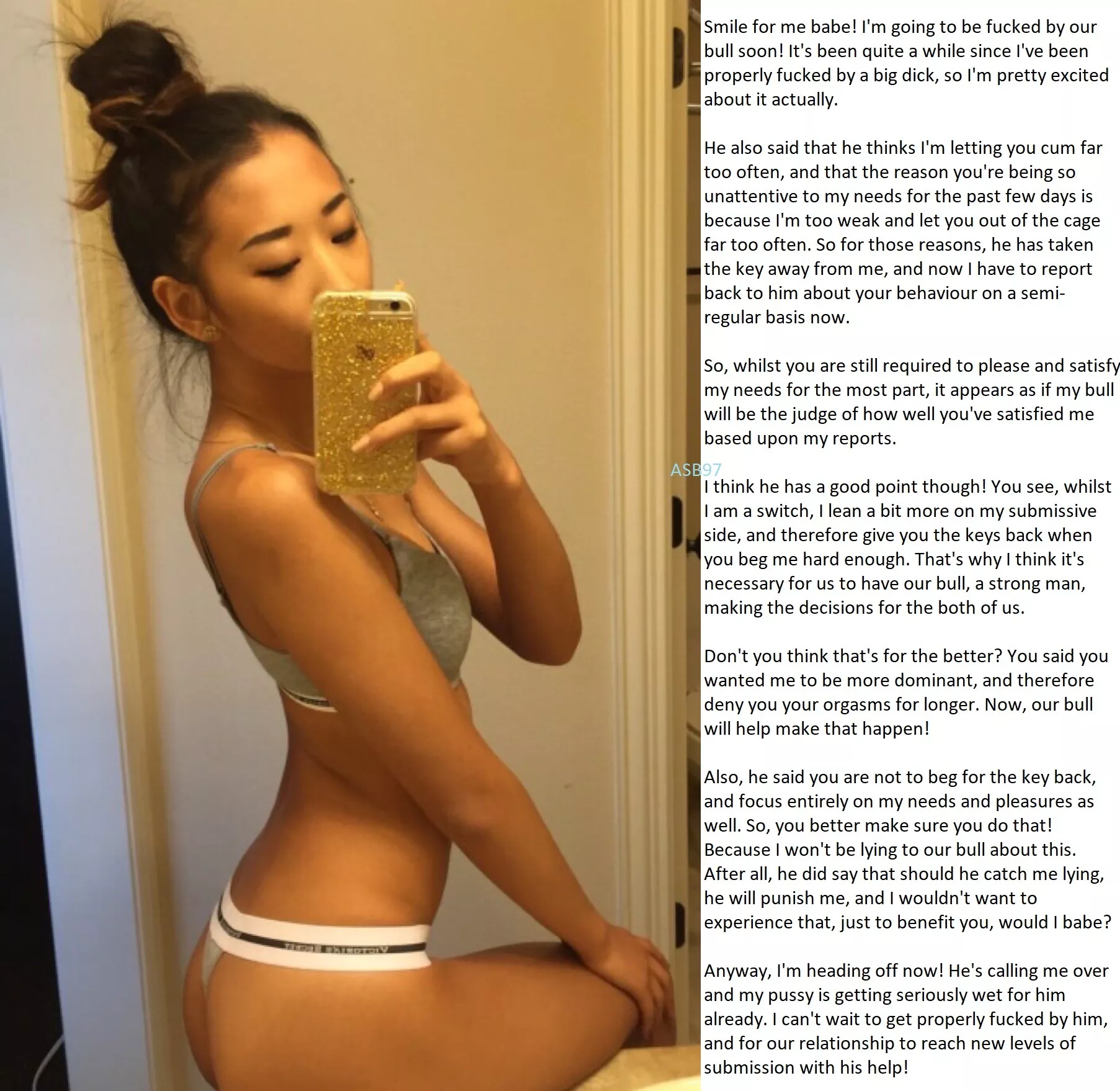 She's getting some much needed help to properly dominate you