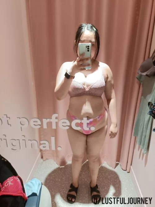 Trying on bras