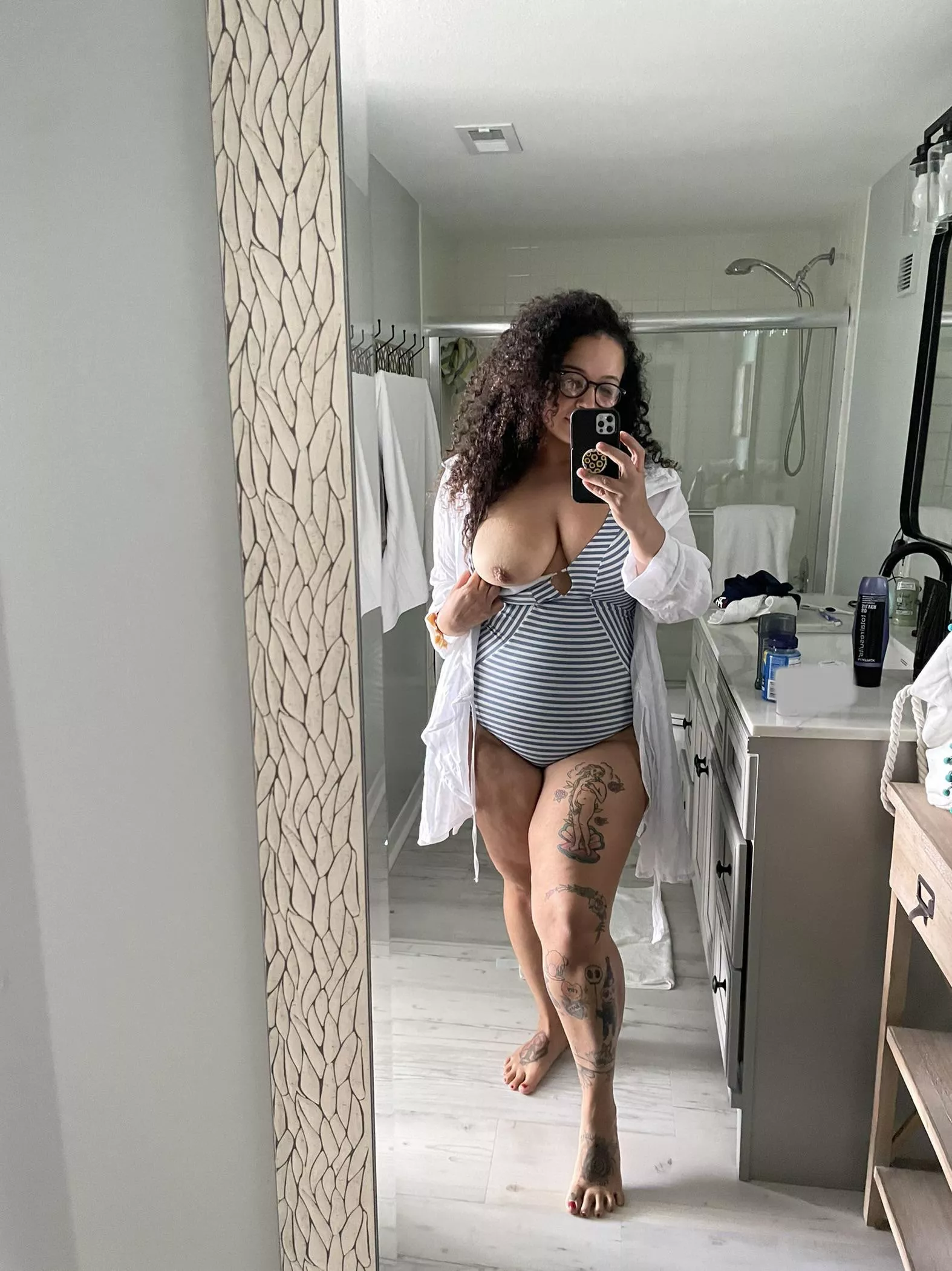 Will you suck on my tit before we go for a dip?