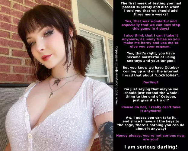 You wanted to try it out and she said yes? It is probably not as you had imagined? Too bad for you that she liked it so much and now she starts to use her power over you!