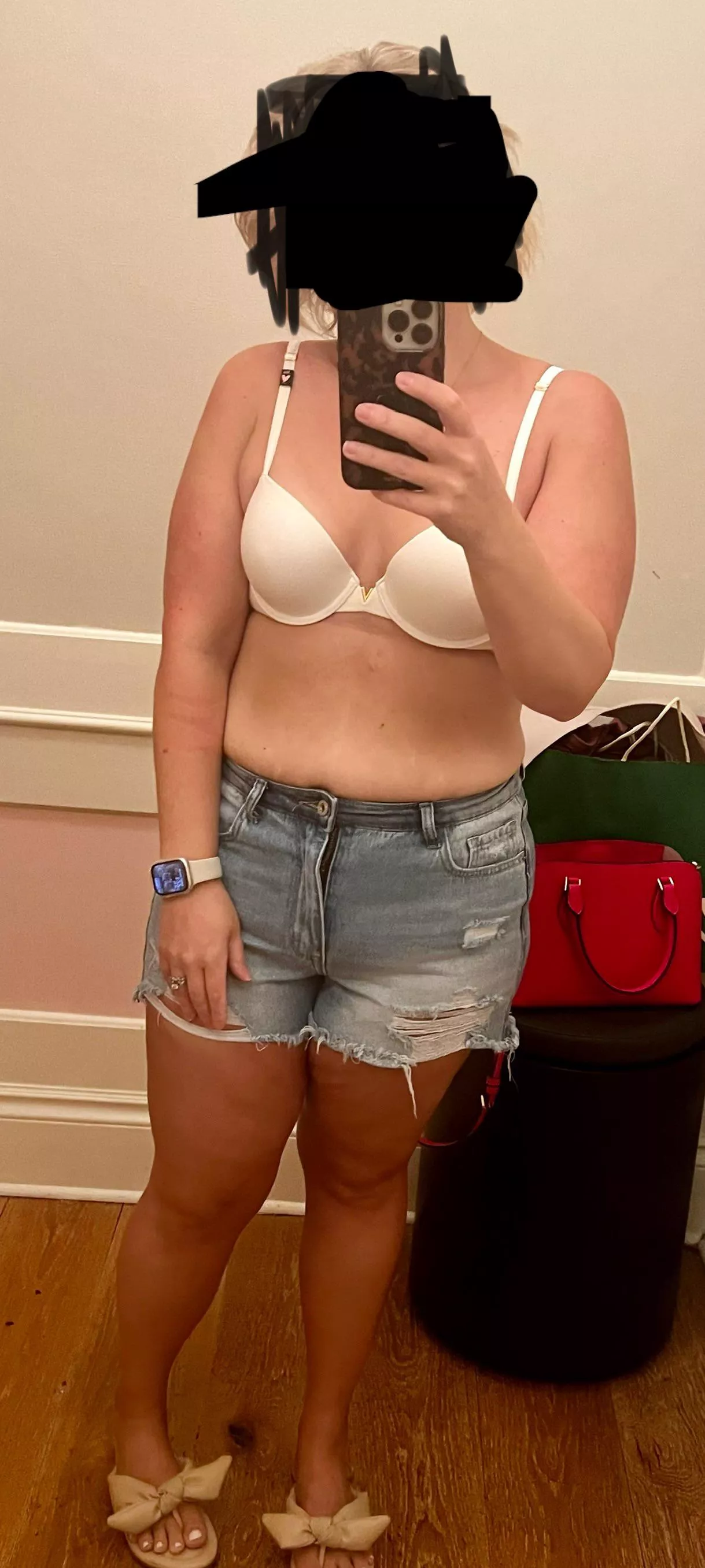 First sexy pic I’ve ever gotten her to send me. 35 milf.