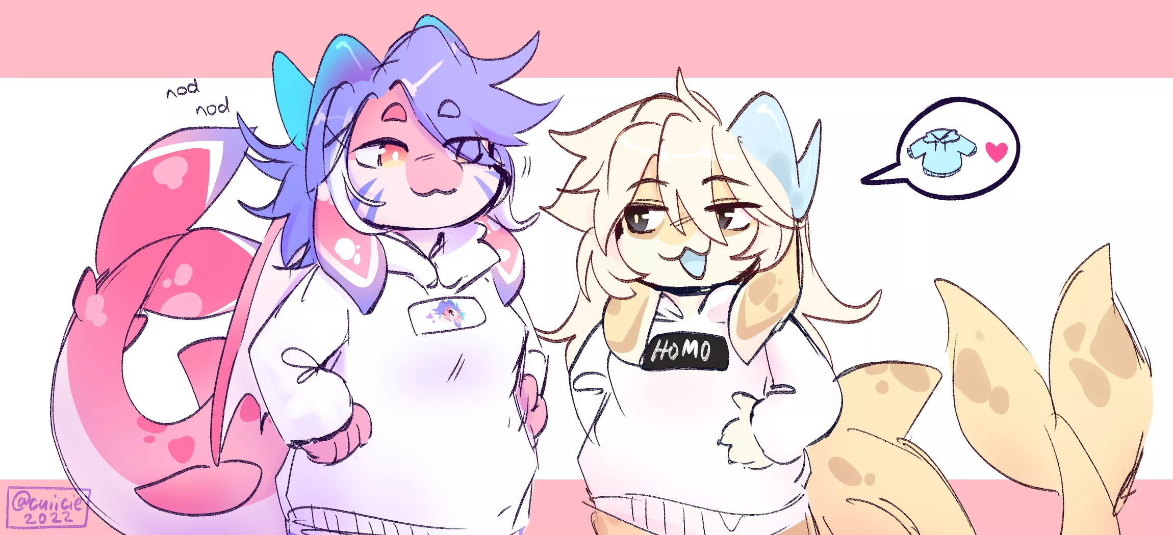 Hoodie pals >:) (Art by me, @cuiicie !)