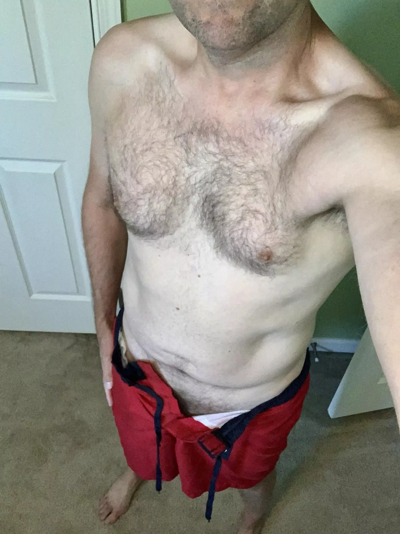 Almost ready for the beach. Can you help tie my strings?