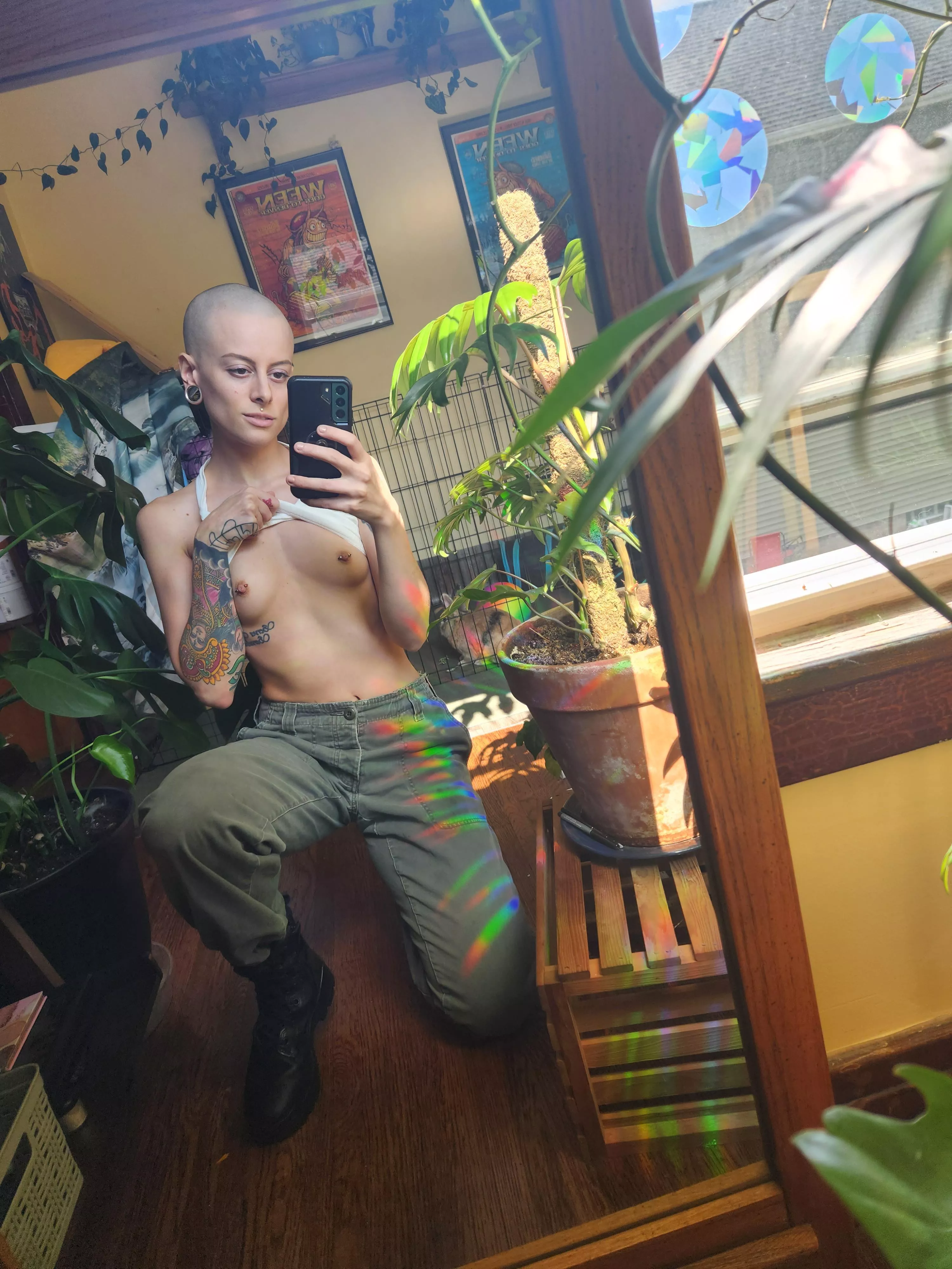 come help me with my plants and you can play with my boobs