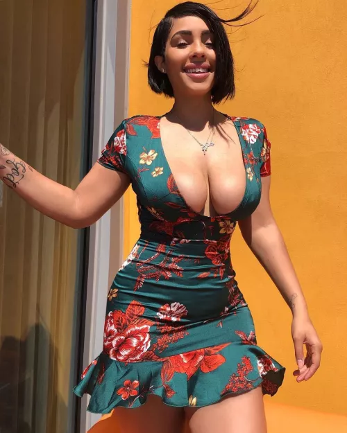 Green and red floral