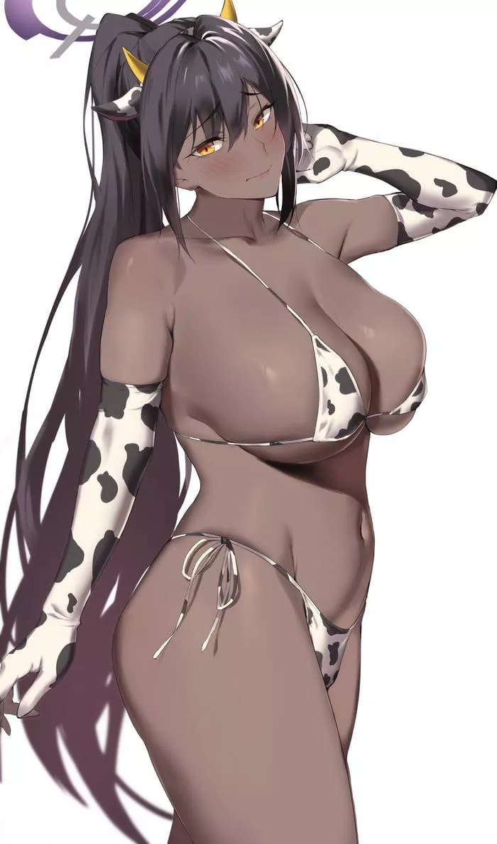 It’s time for some milk with cow bikini Karin..
