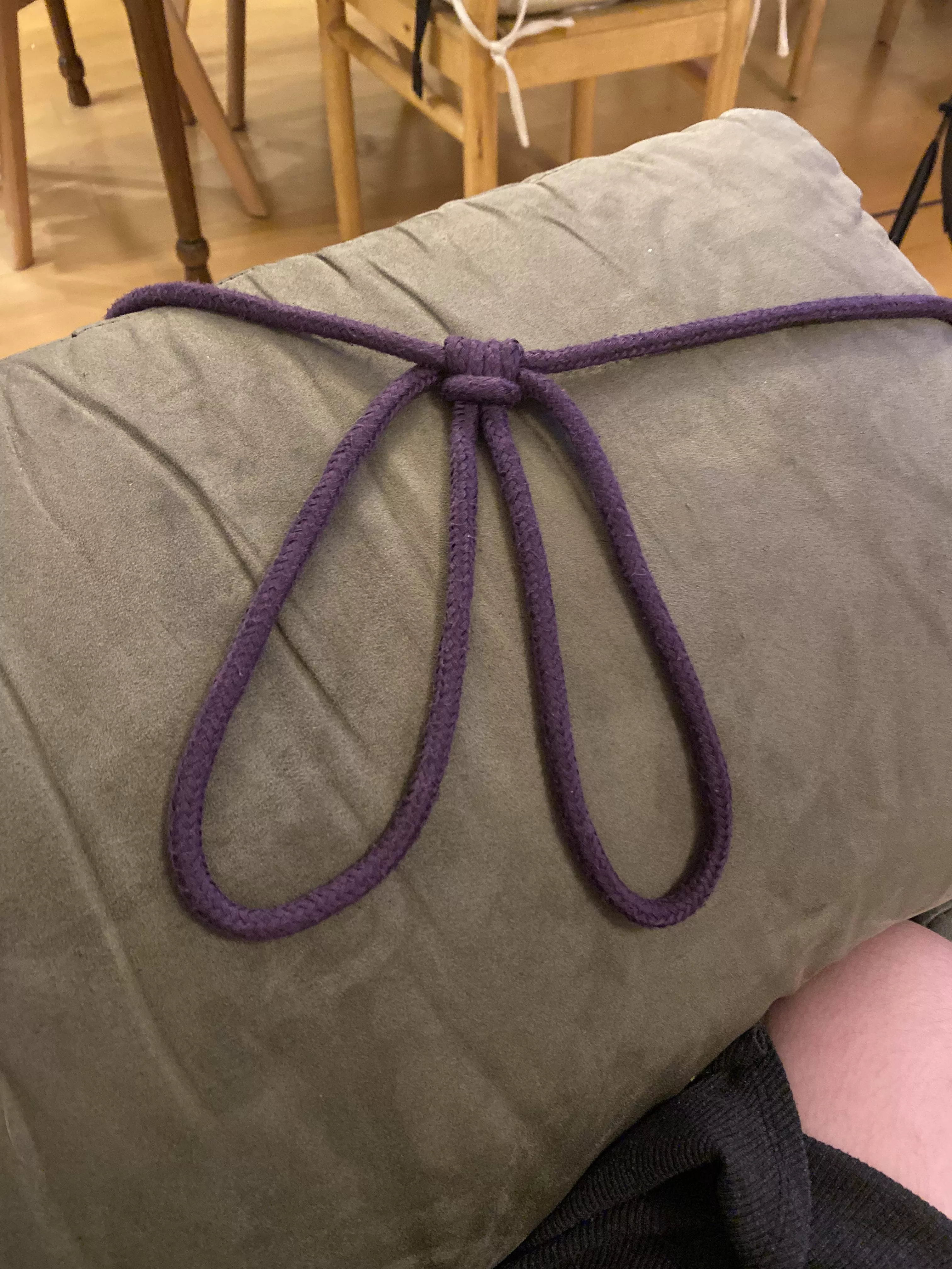 Tied Prussik cuffs so a strong brat can’t wiggle away.