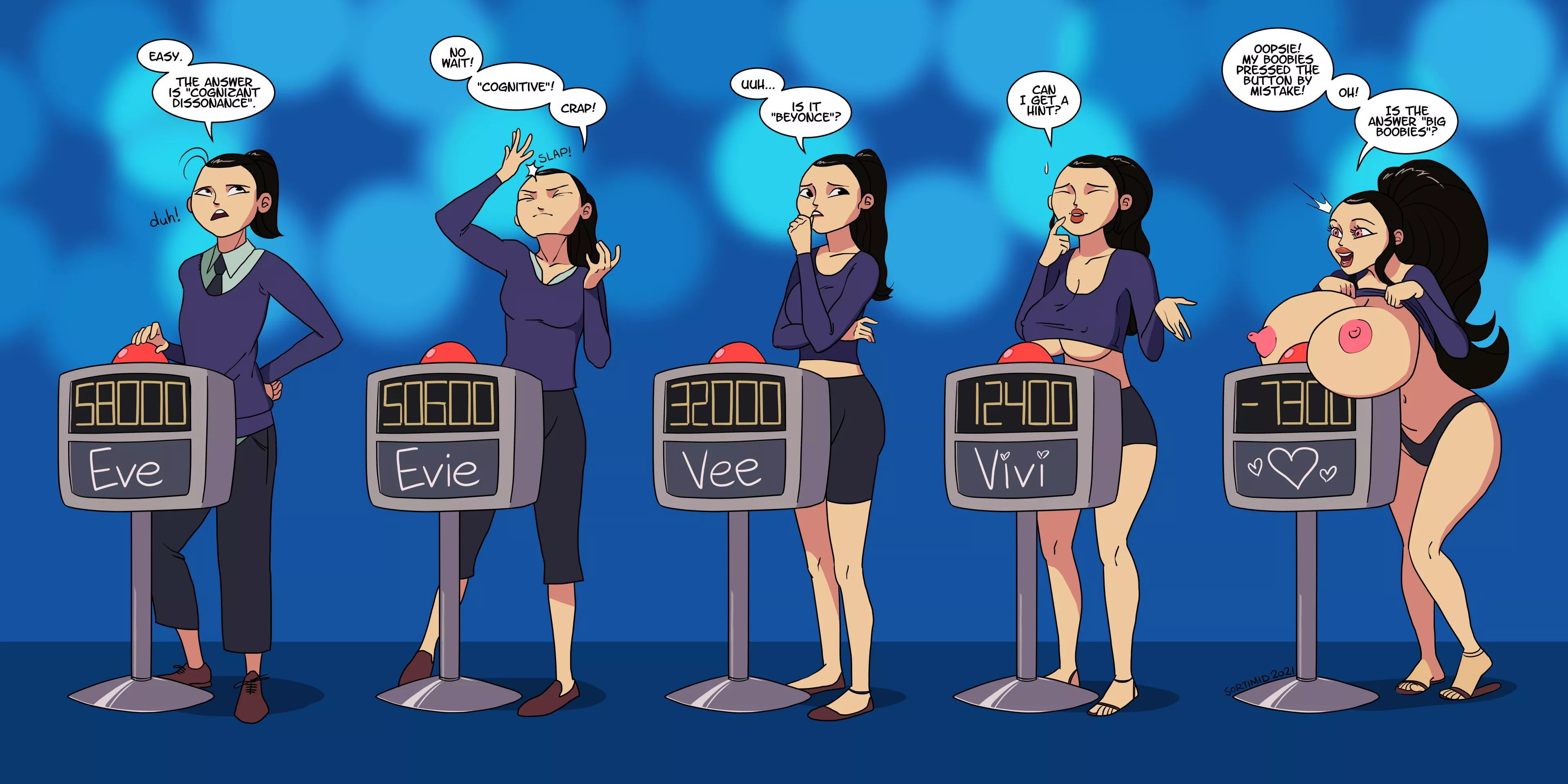 Bimbofication Quiz Show - bimbofication, breast expansion - sortimid