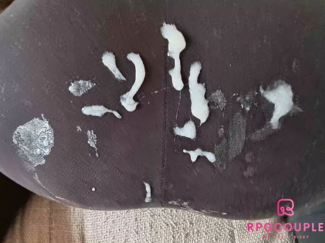 Cumshot on my dark leggings