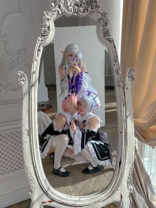 Re:Zero cosplay by Shorinya (Rem) Stattfor (Ram) Mikuroka (Emilia)