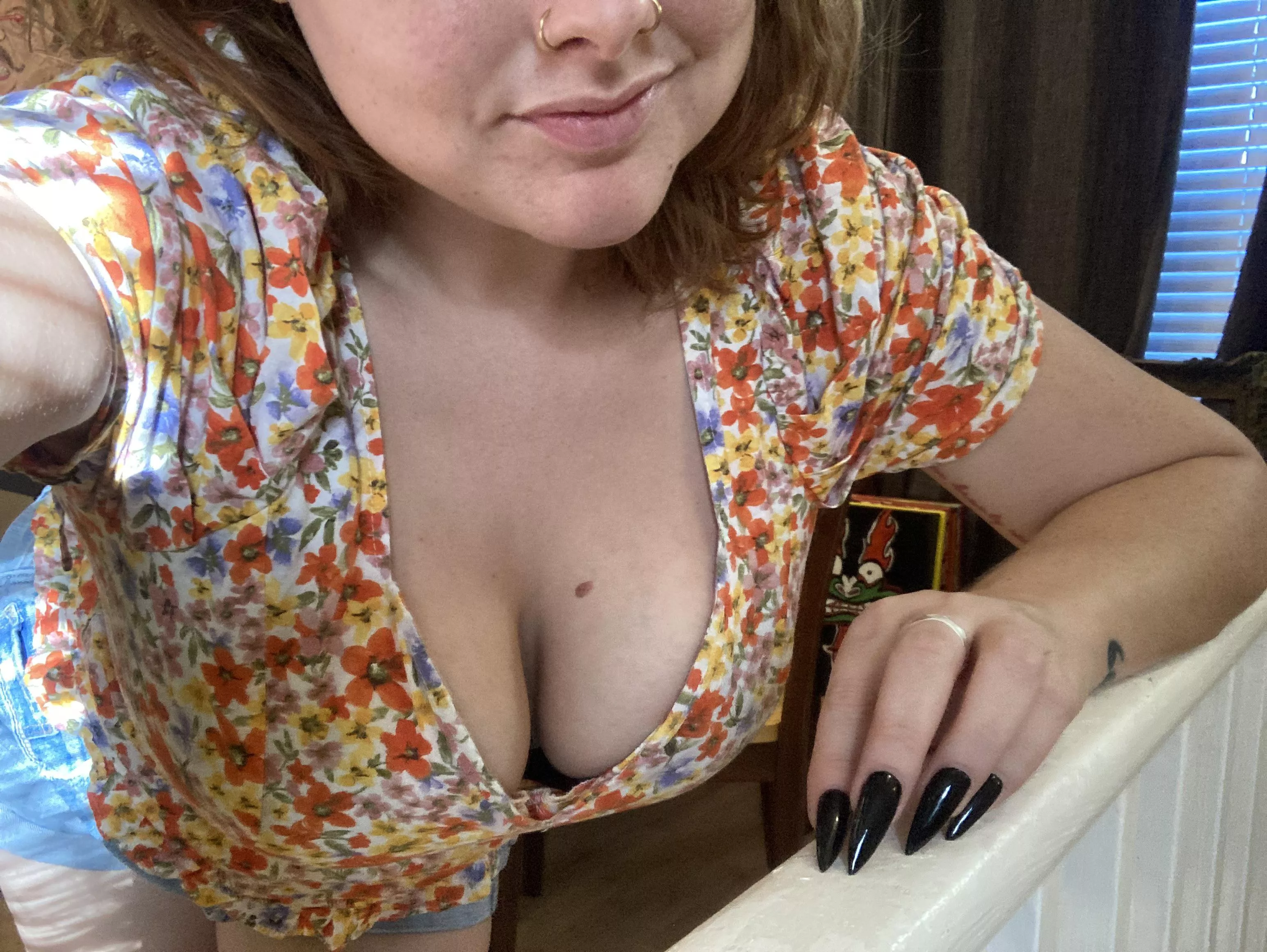 You looking down mommy’s shirt? So naughty.