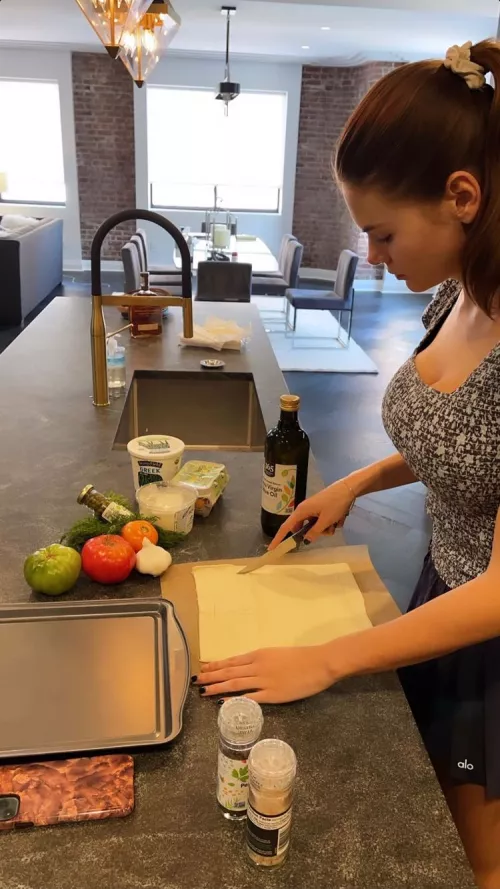 Daughter's huge tits and cleavage distracts you all the time