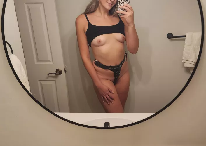 Daddy got me a new belt to keep my holes plugged and in use when I'm not in my steel chastity