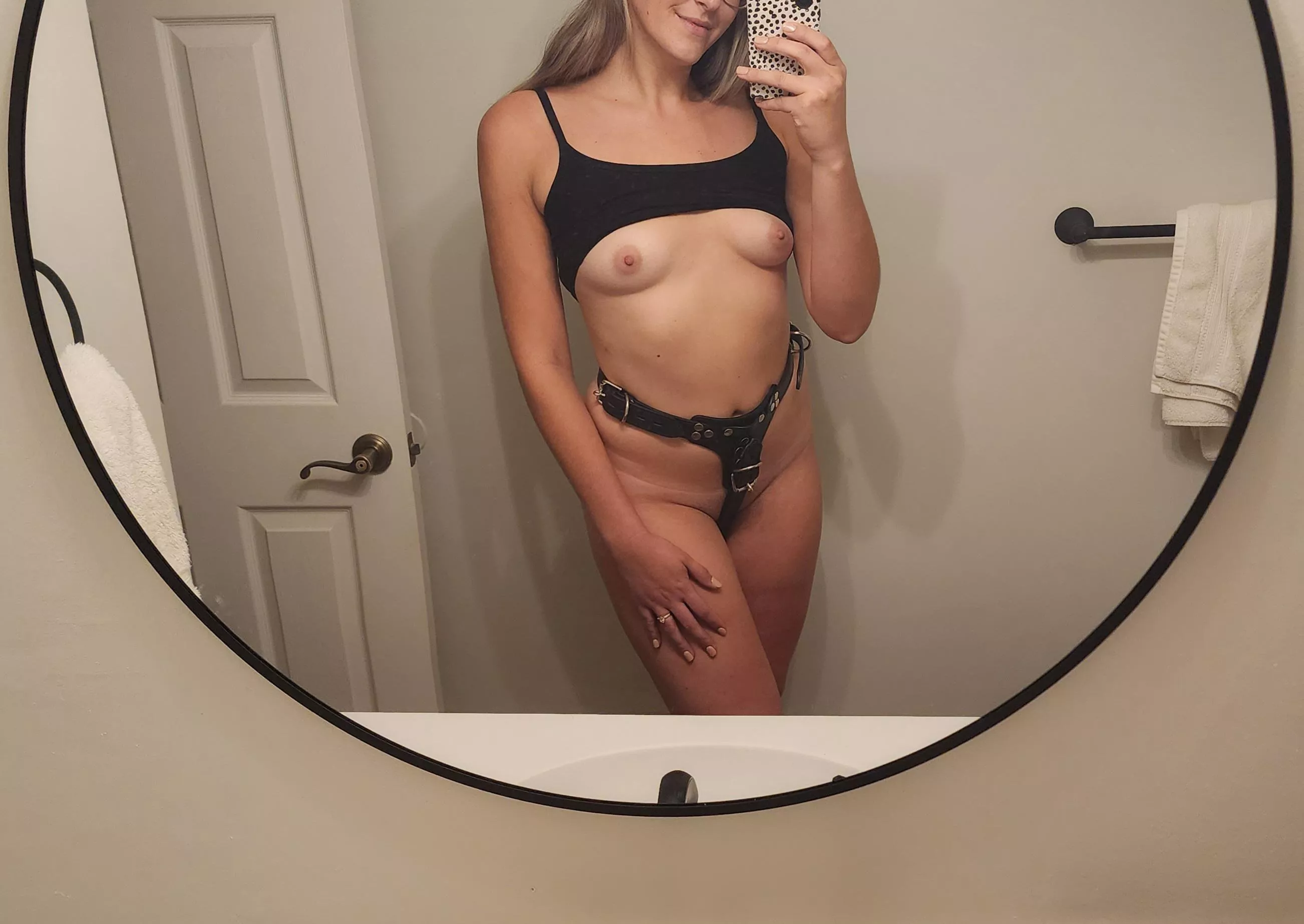 Daddy got me a new belt to keep my holes plugged and in use when I'm not in my steel chastity