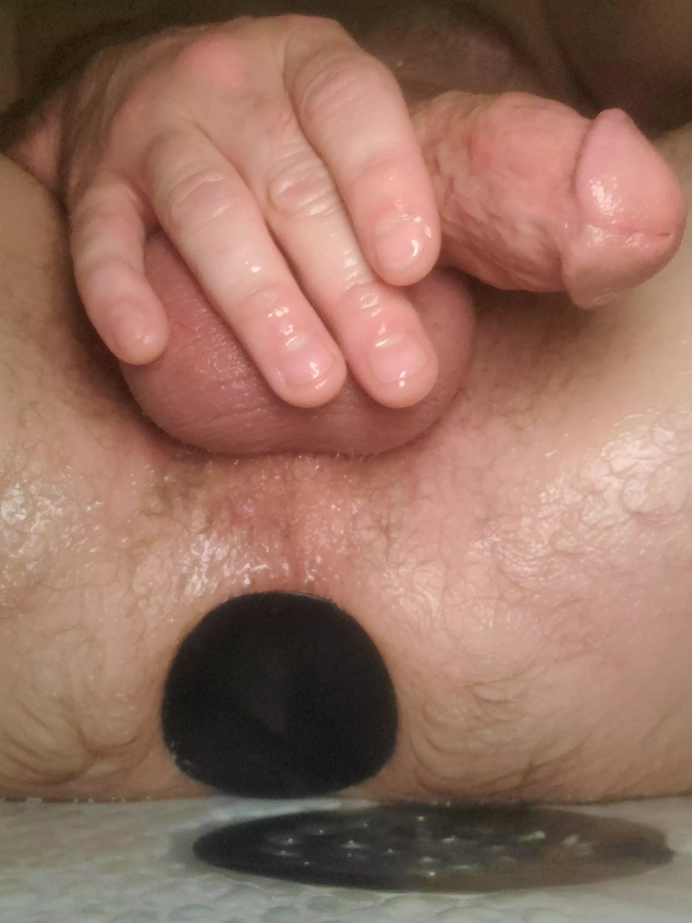 I love feeling plugged when I play with my cock