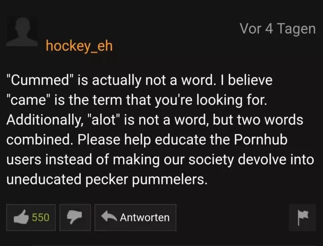 Found this Grammer Nazi on pornhub