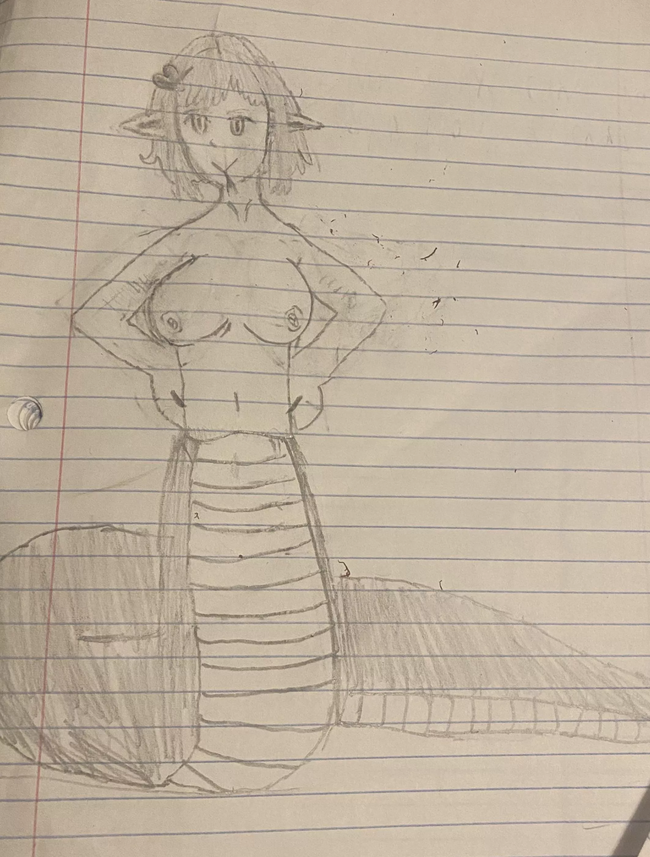 I decided to repost it to remove the words but here is my first real lamia OC and NSFW drawing!
