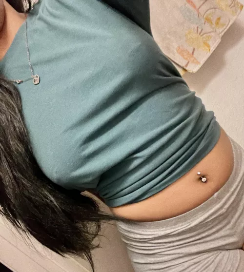 I love wearing clothing like this around men because their eyes always go straight to my pierced tits