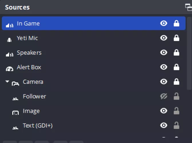 Icons under source in a scene are cut off, This is OBS 28.0.1