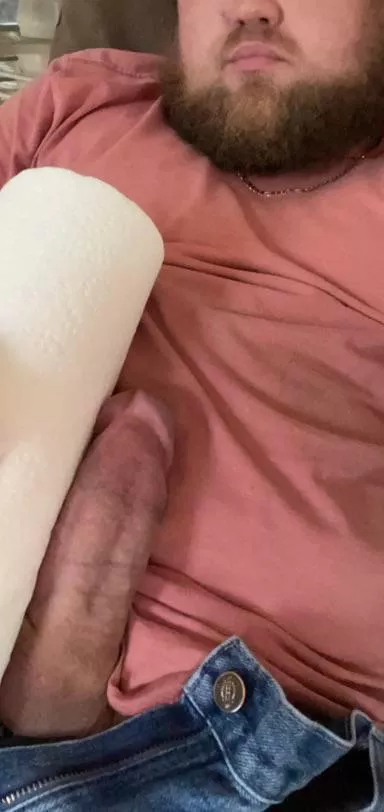 Paper towels on stand by to clean up my huge cum loads