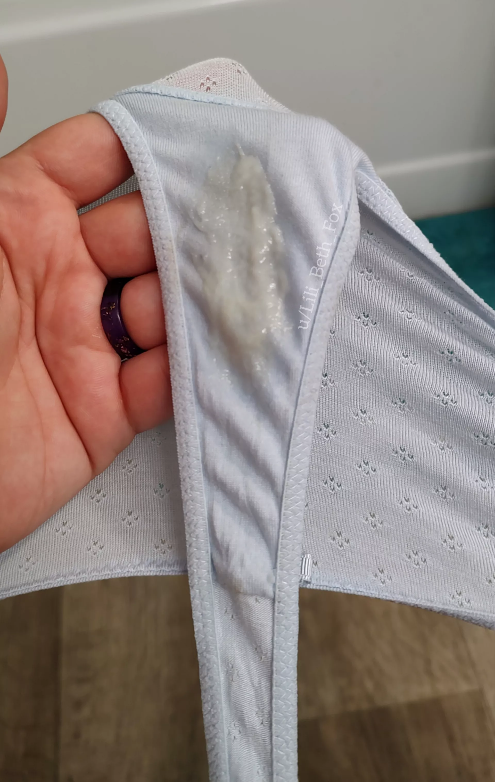 Thick sticky wetspot on soft blue panties! [OC]