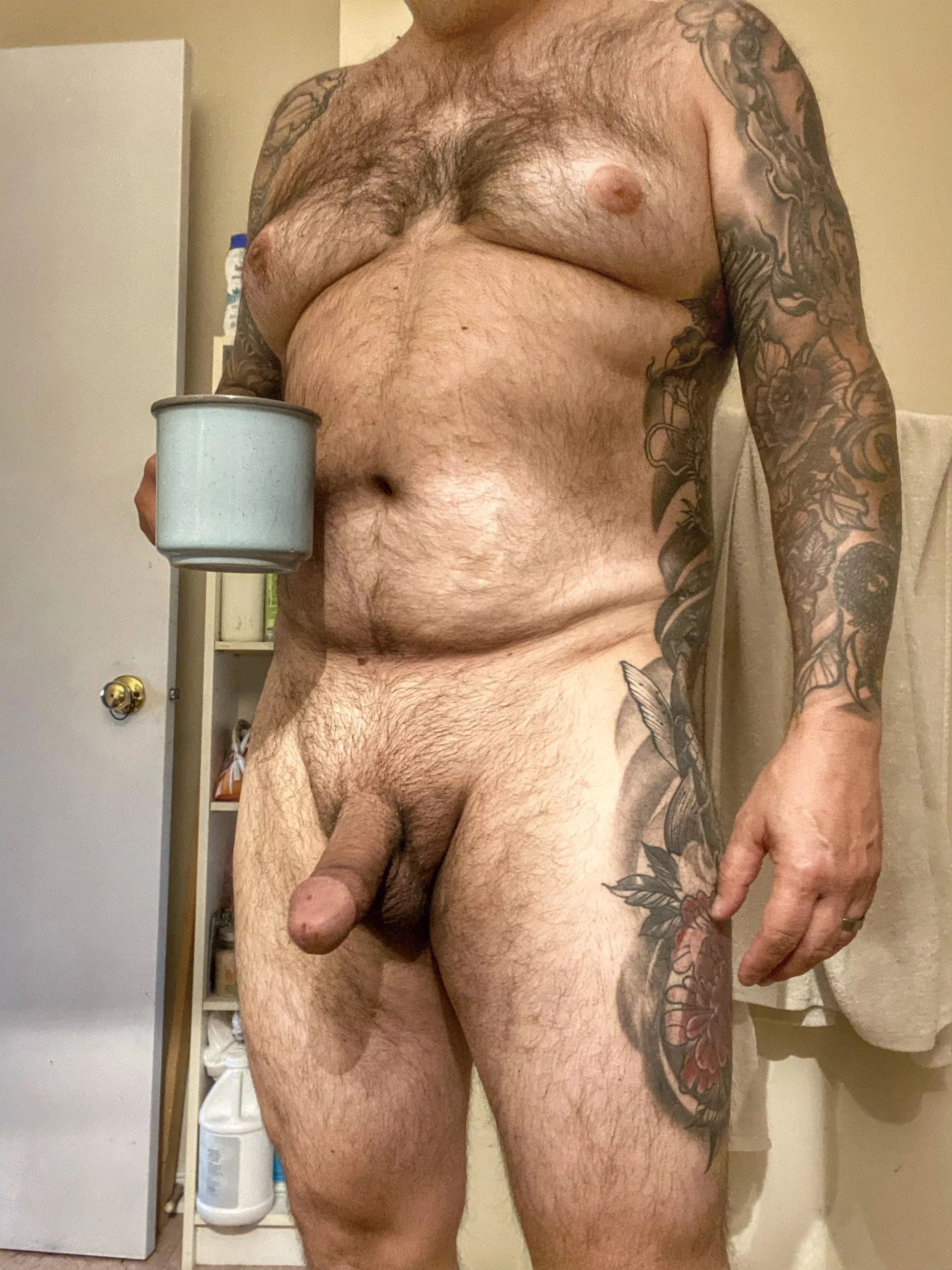 [55] Average body, average cock, above average coffee and tattoos…