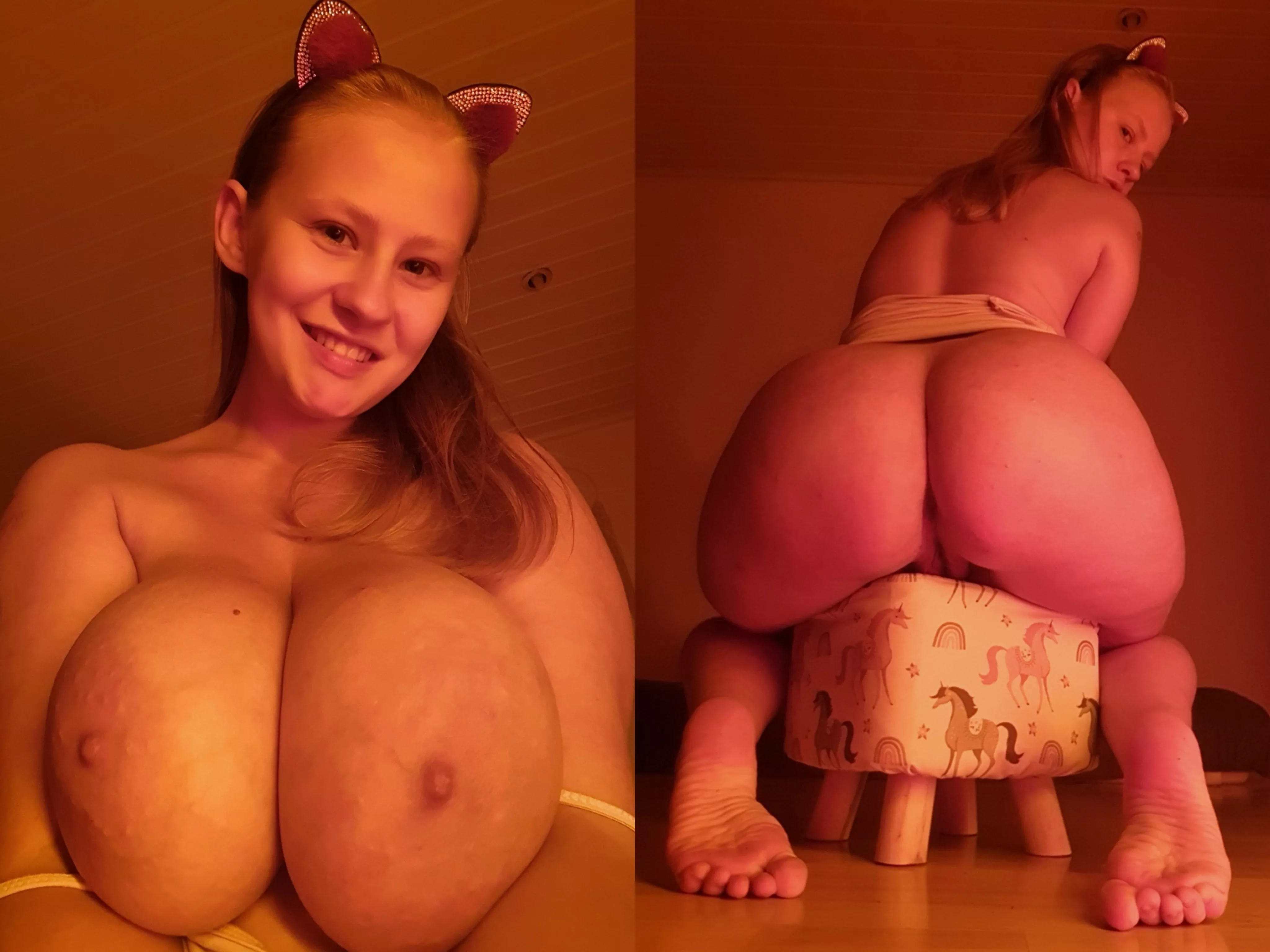 RIP this stool in unicorns. It has unraveled and collapsed under such a big ass and under the weight of such big tits. Heh