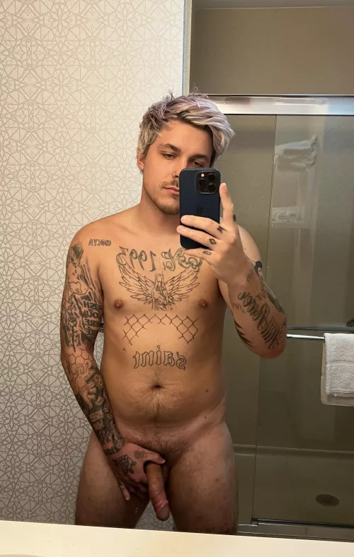 In a hotel alone this week for a work trip, so naturally I take my clothes off