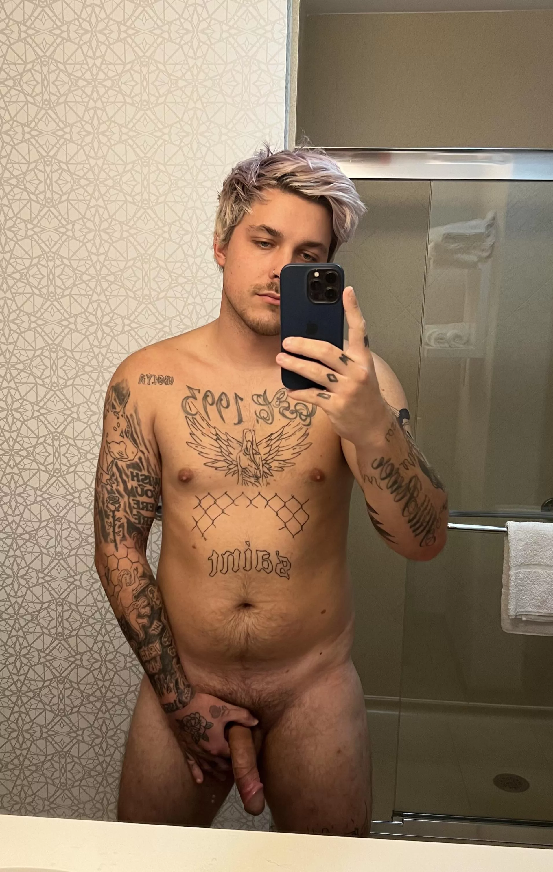 In a hotel alone this week for a work trip, so naturally I take my clothes off