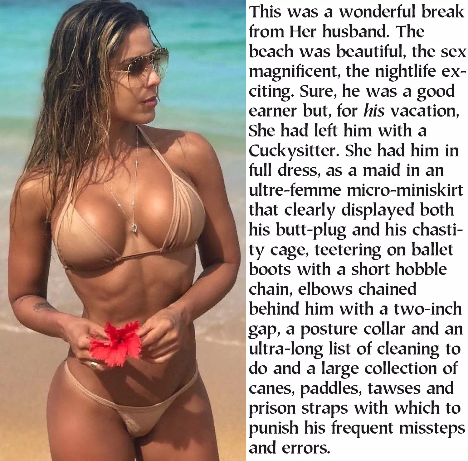 She had interviewed several Cuckysitters. The one She hired was brutal. The end result was a clingy husband. She punished him for that.