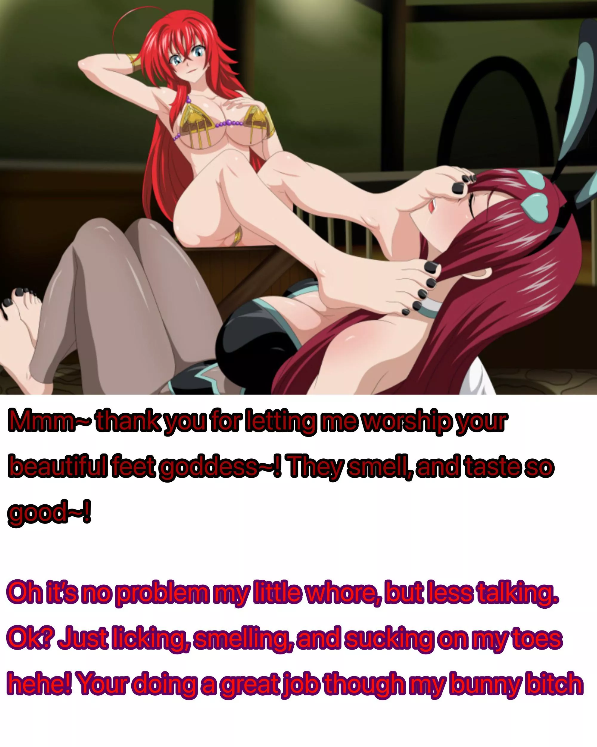 That’s a good little foot worshiping bunny slut [bunny suit] [yuri] [red hair] [feet] [worshiping]