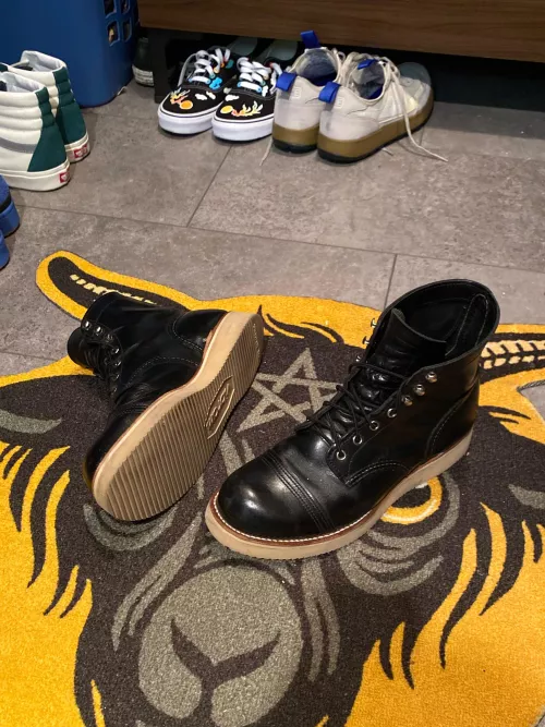 6 year old Iron Rangers, when I had the re-sole done, they put a shine on them. I don’t hate it honestly.