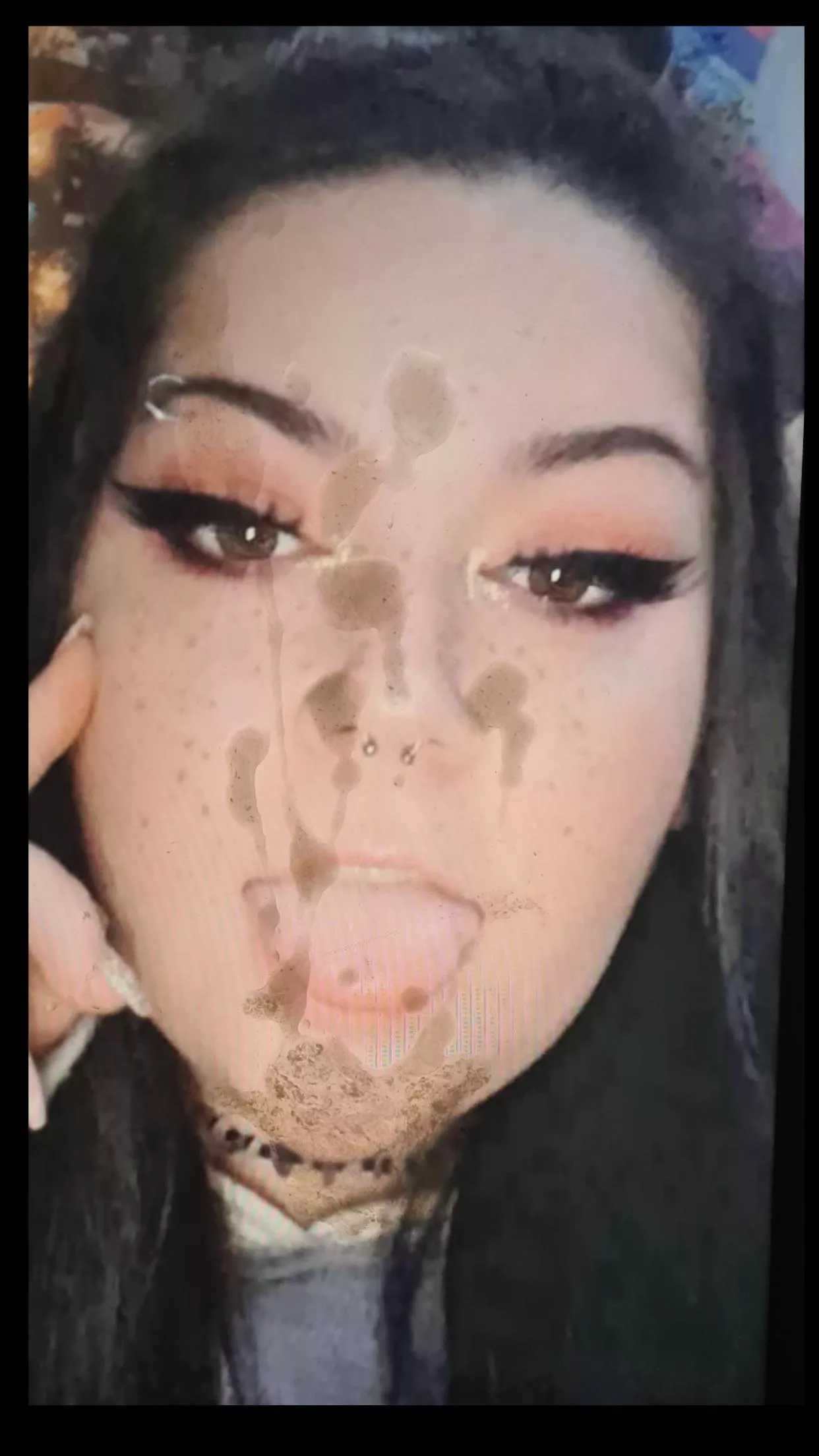 Add more cum to her face. I want to barely recognize her😈 kik tribmyslut420 or dm me