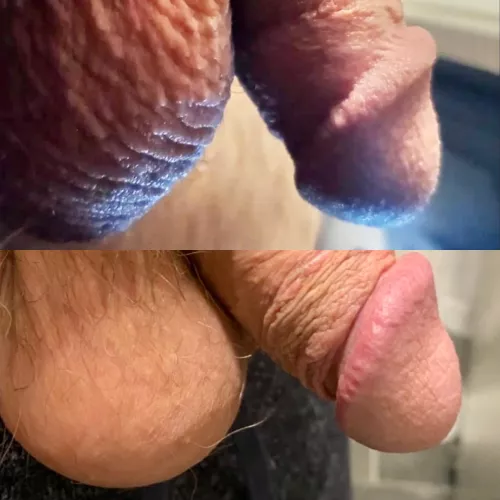 Comparing heads and ball size with a buddy. Top or bottom wins?