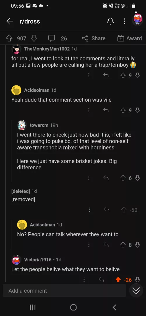 I got banned from r/dross beacuse i said people can belive what ever they want to belive