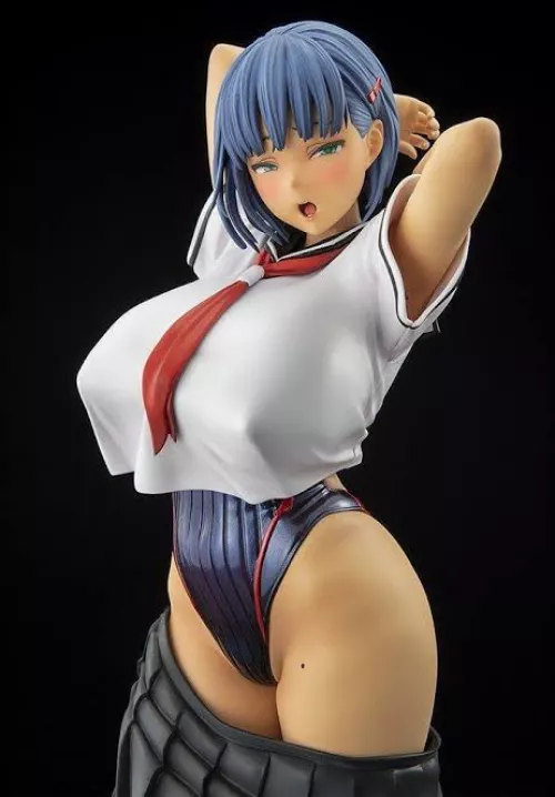 LF color source: Blue hair, short hair, Beauty spot, School girl uniform