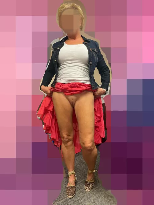 Didn't feel like wearing panties to work today. Should I tease the boys a little?