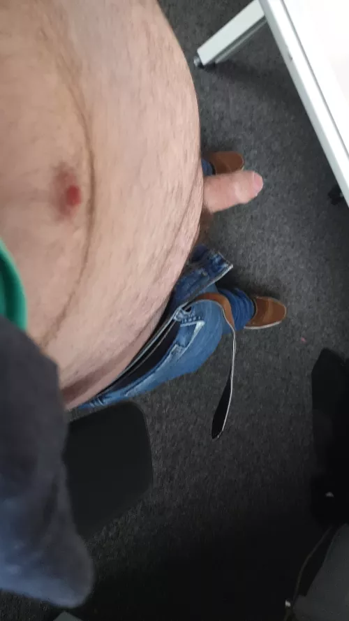 Friday, uncut, hairy office masturbation