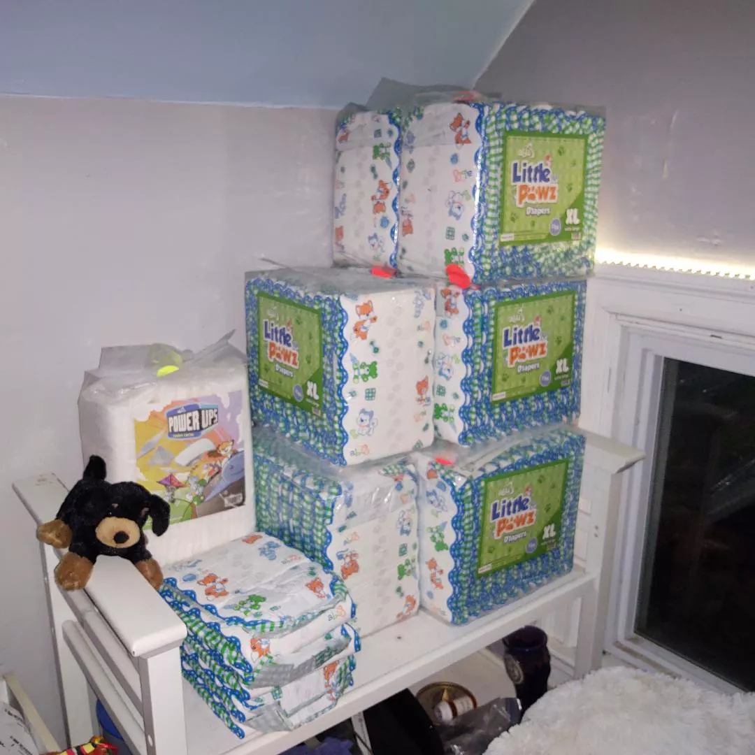 Got my diaper restock order! This should keep my bed dry for a few months.