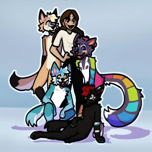 I drew me and all of my close friends together! One of them didnt want to be drawn as a furry
