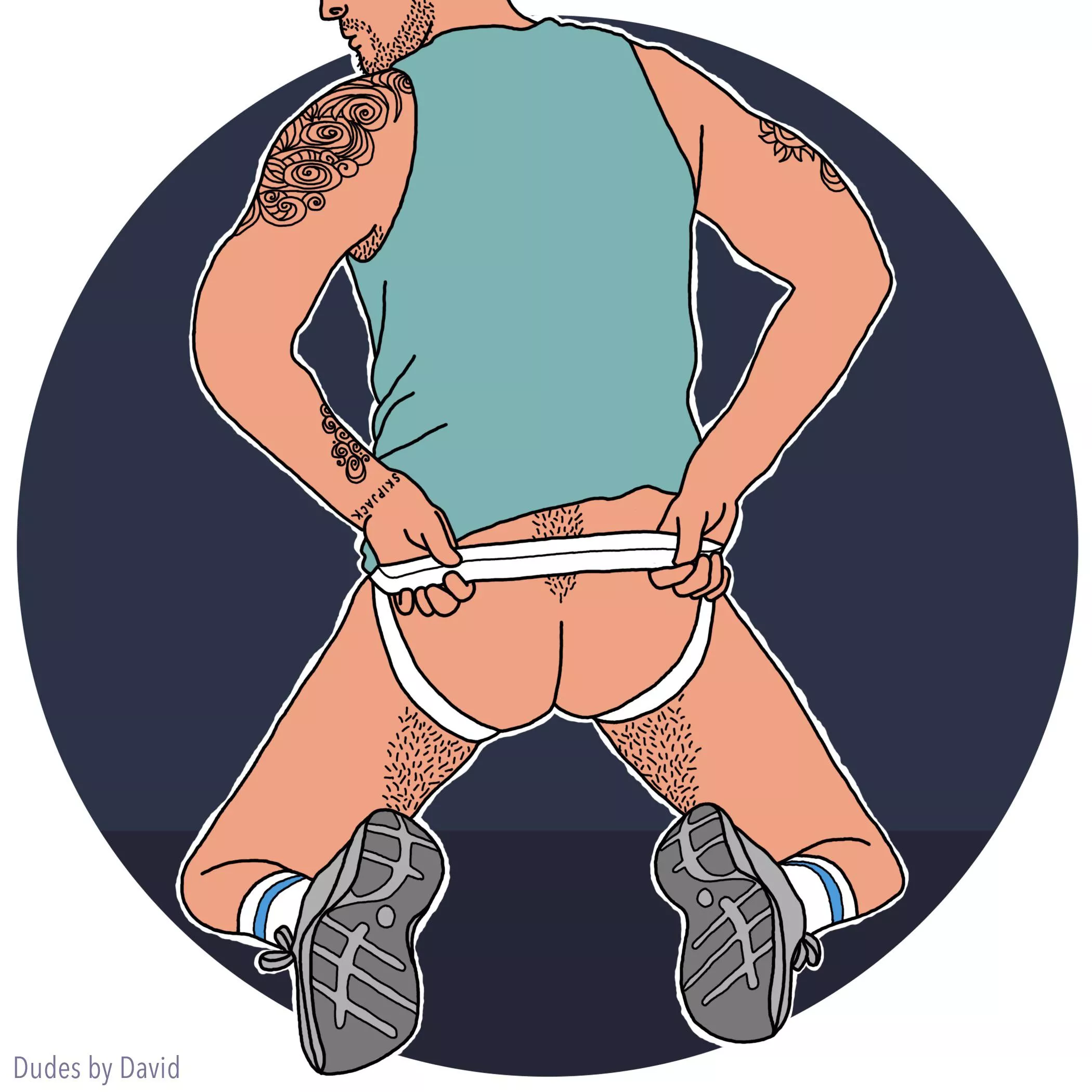 Selfie illustration in my favorite white jock