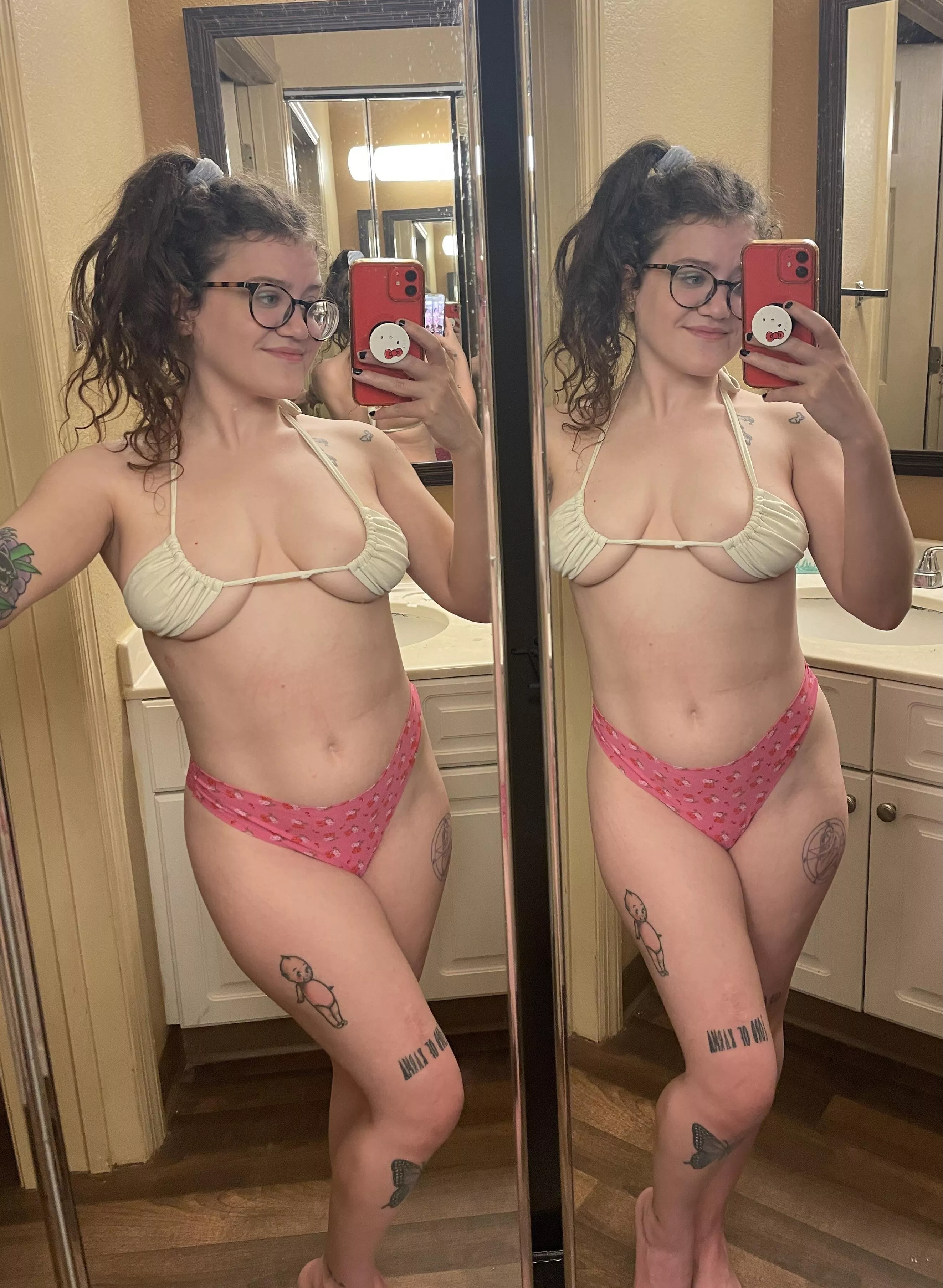 zoom in to see what type of [f]ruit are on my panties 🌸