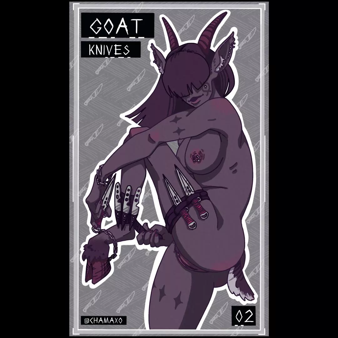 Day 2 #goat x #knives | #witchtober x #kinktober | by chamaxo (me) | outfit version on insta and patreon