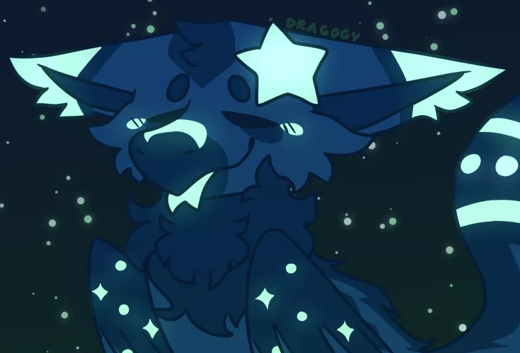 my little baptor (birb raptor) oc based on those glow in the dark stars :)